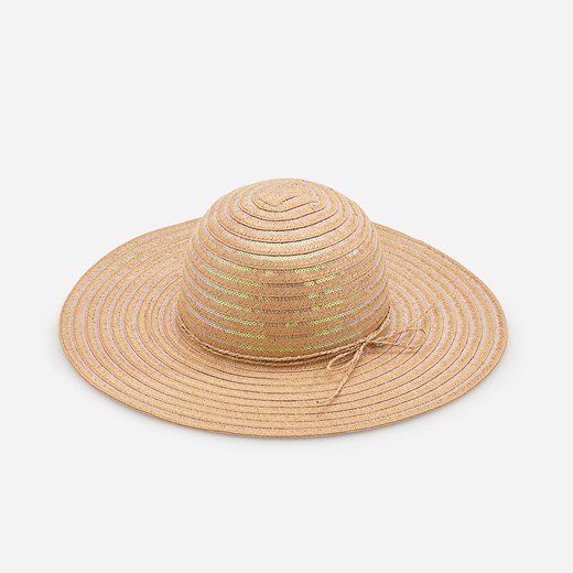Reserved - Pleciony kapelusz z cekinami - Beżowy Reserved  L 