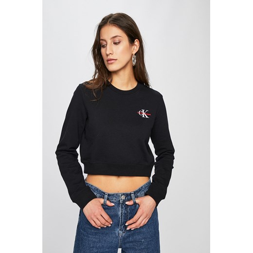 Calvin Klein bluza damska młodzieżowa krótka z aplikacjami  