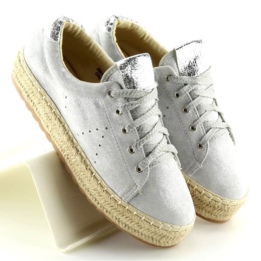 Trampki espadryle szare BB01P Silvergrey  Buty Butymodne 41 ButyModne.pl wyprzedaż 