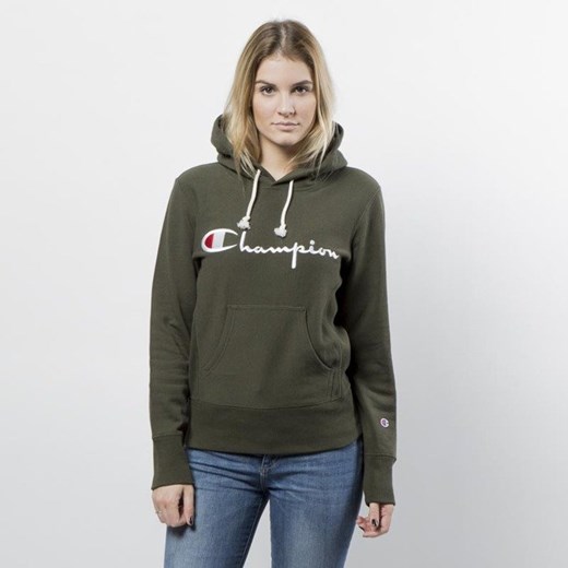 Bluza damska Champion Sweatshirt Reverse Weave Hoody olive Champion XS promocyjna cena bludshop.com