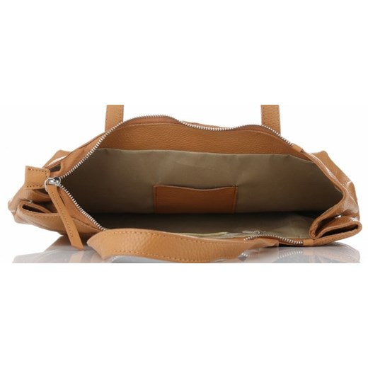 Shopper bag Vittoria Gotti bez dodatków brązowa na ramię matowa 