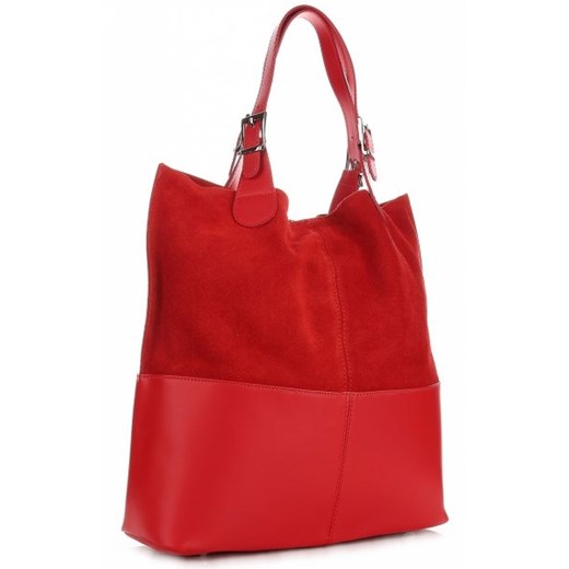 Torebka Skórzana Ekskluzywny Shopper bag czerwona (kolory)