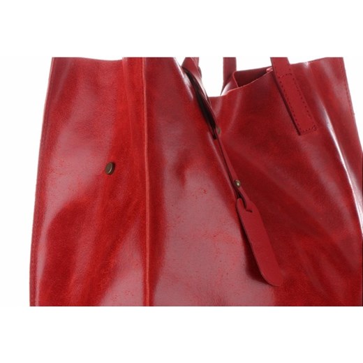Torba Skórzana Shopper Bag z Kosmetyczką Czerwona (kolory)