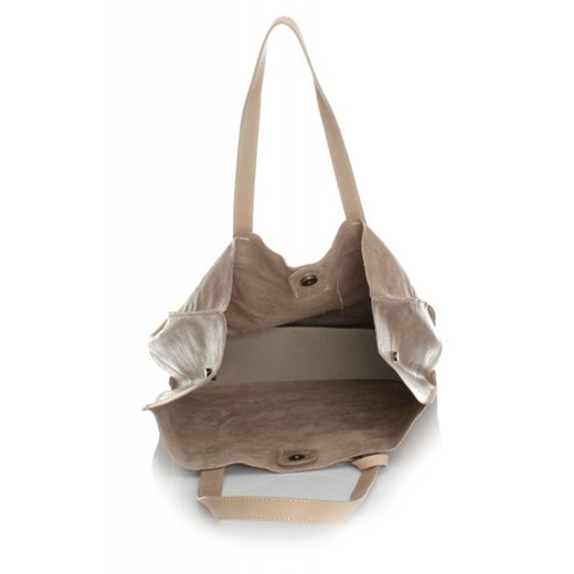 Torba Skórzana Shopper Bag z Kosmetyczką Beżowa (kolory)