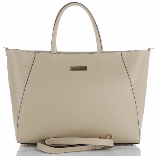 Shopper bag Vittoria Gotti średnia brązowa do ręki bez dodatków 