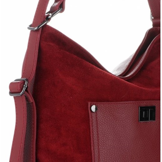 Shopper bag Vittoria Gotti czerwona boho na ramię duża 