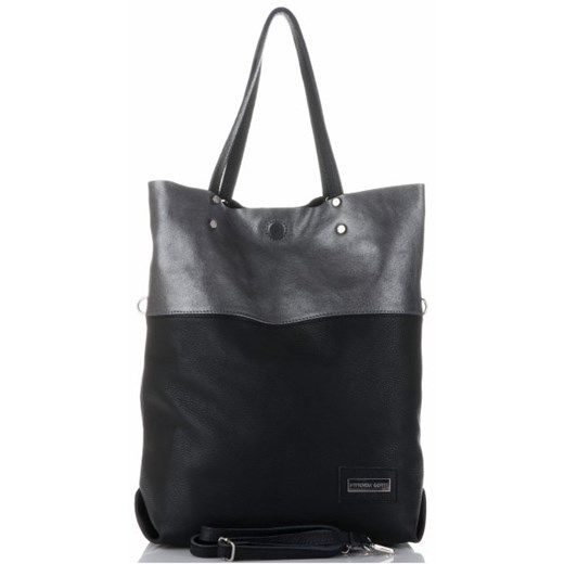 Shopper bag Vittoria Gotti na ramię duża elegancka skórzana lakierowana 