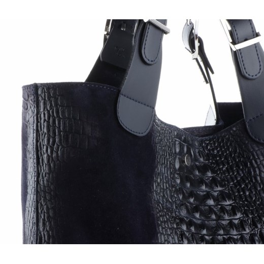 Shopper bag Genuine Leather ze skóry matowa bez dodatków elegancka 