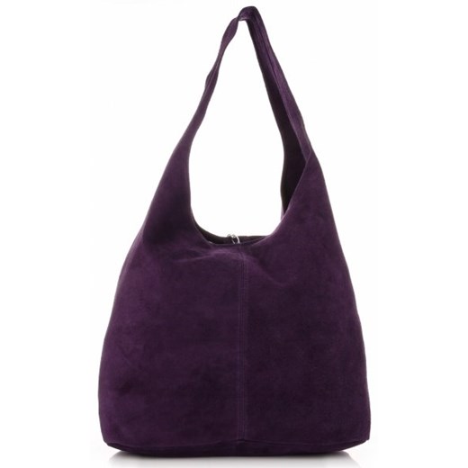 Oryginalne Torby Skórzane XL VITTORIA GOTTI Shopper Bag z Etui Zamsz Naturalny Fiolet Śliwka (kolory)