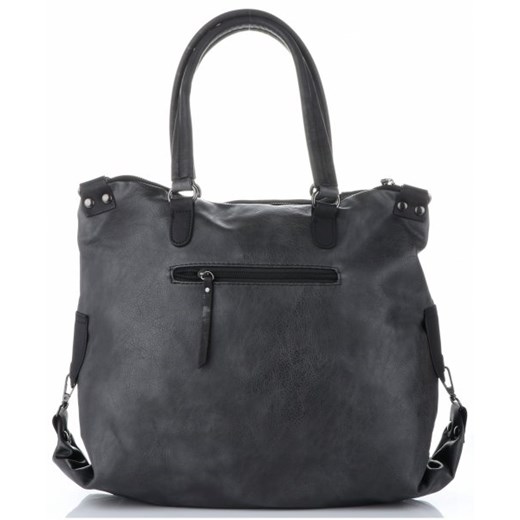 Niebieska shopper bag Diana&Co elegancka do ręki ze skóry ekologicznej matowa bez dodatków 