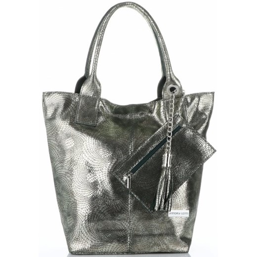 Shopper bag Vittoria Gotti mieszcząca a5 elegancka skórzana lakierowana 