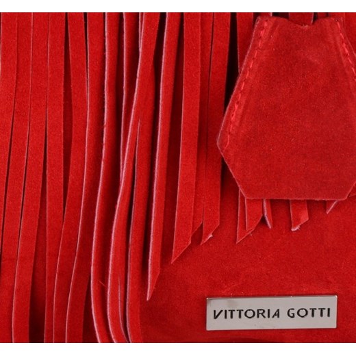 Vittoria Gotti Torebki Skórzane Shopper w stylu Boho XL Uniwersalny i Na co Dzień Czerwony (kolory)