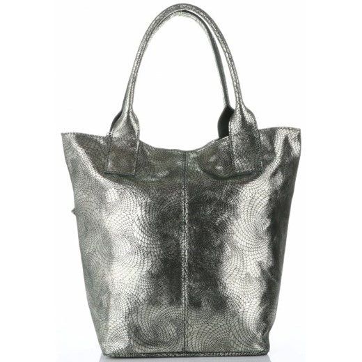 Shopper bag Vittoria Gotti lakierowana skórzana mieszcząca a5 