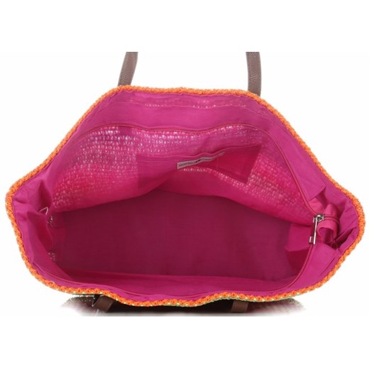 Pojemne Torebki Damskie XL firmy David Jones wykonane z wysokiej jakości ratanu Multikolorowe Różowe
