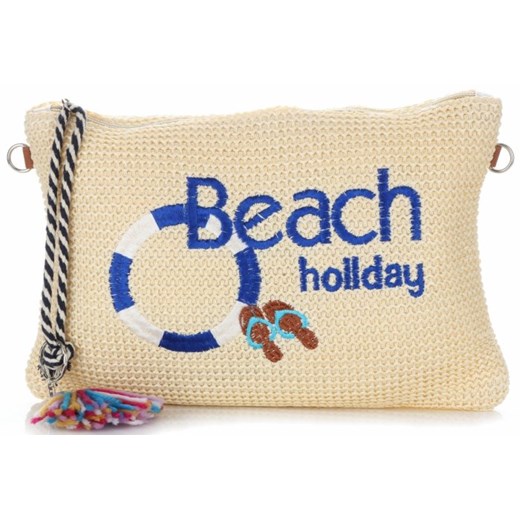 Toreba Damska Listonoszka z napisem Beach Holiday firmy David Jones Beżowa (kolory)