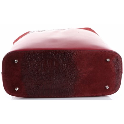 Shopper bag Genuine Leather skórzana duża bez dodatków czerwona 