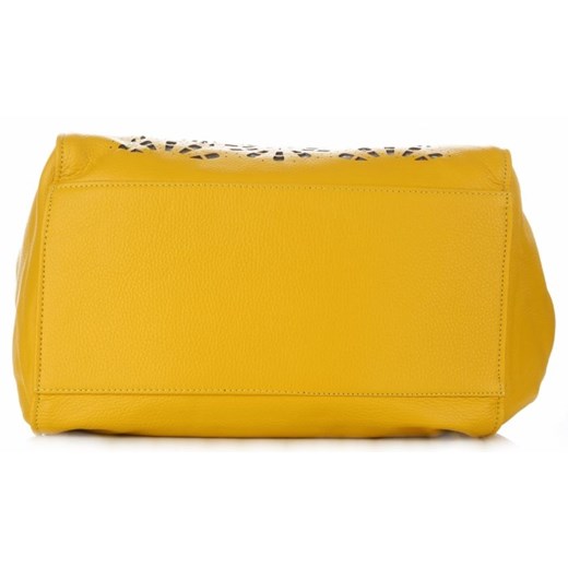 Oryginalne Torby Skórzane ShopperBag z Kosmetyczką firmy Genuine Leather Ażurowe Żółte (kolory)