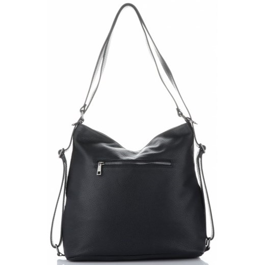 Shopper bag Vittoria Gotti bez dodatków czarna z zamszu mieszcząca a8 
