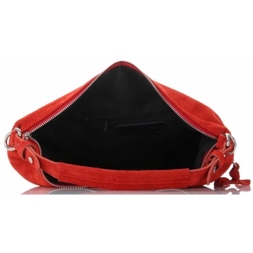 Shopper bag Genuine Leather czerwona duża bez dodatków ze skóry 