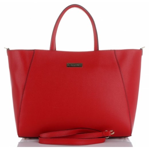 Shopper bag Vittoria Gotti czerwona matowa skórzana elegancka bez dodatków 