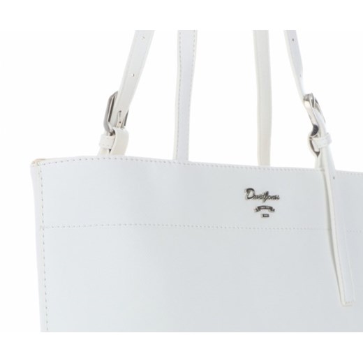 Shopper bag biała David Jones bez dodatków matowa ze skóry ekologicznej duża elegancka 