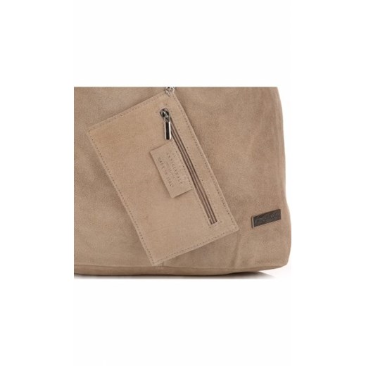 Oryginalne Torby Skórzane XL VITTORIA GOTTI Shopper Bag z Etui Zamsz Naturalny Beżowa (kolory)