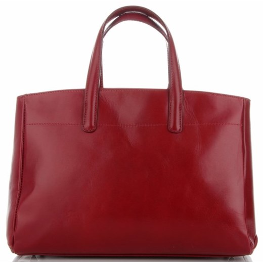 Shopper bag Genuine Leather czerwona ze skóry 