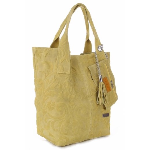 VITTORIA GOTTI Made in Italy Torebka Skórzana Shopperbag w Tłoczone Wzory Pistacja (kolory)