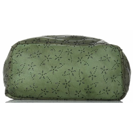 Shopper bag Vittoria Gotti zielona zamszowa z frędzlami 