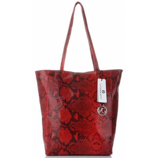 Shopper bag czerwona Vittoria Gotti duża elegancka 