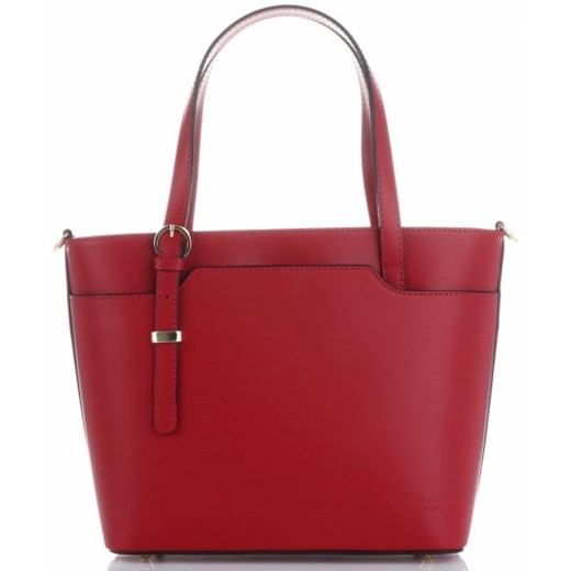 Shopper bag Vittoria Gotti czerwona skórzana matowa 