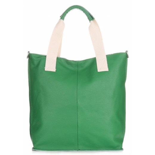 Modna Torebka skórzana Włoski Shopper bag Zielona (kolory)