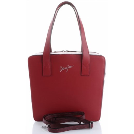 Shopper bag Vittoria Gotti elegancka duża na ramię czerwona matowa bez dodatków 