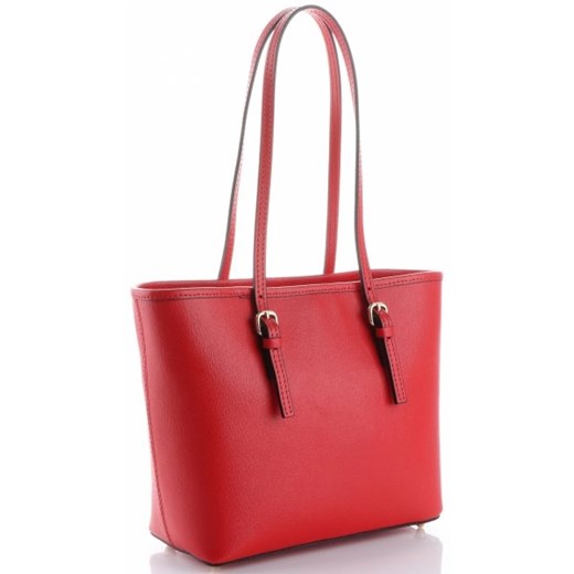 Shopper bag Genuine Leather bez dodatków czerwona casual 
