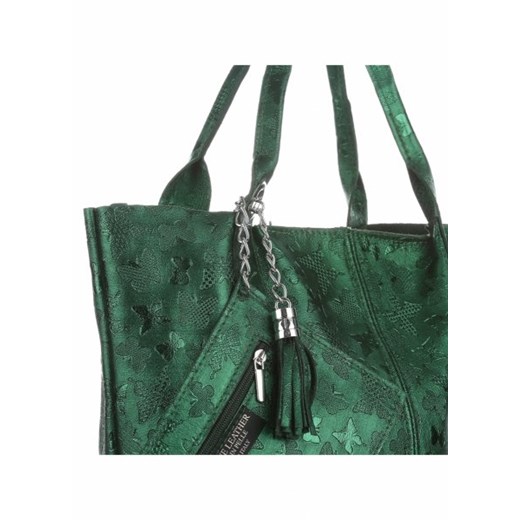 Włoska Torebka Skórzana ShopperBag XL Firmy Genuine Leather Zielona (kolory)