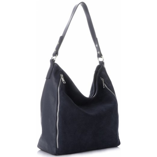 Shopper bag Vittoria Gotti średniej wielkości niebieska matowa na ramię 