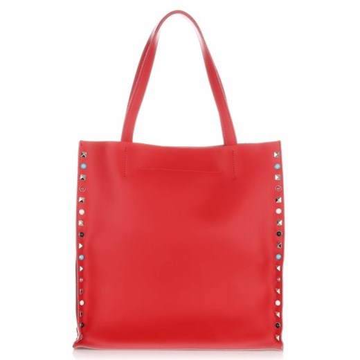 Włoskie Torebki Skórzane ShopperBag XL Genuine Leather Czerwona (kolory)