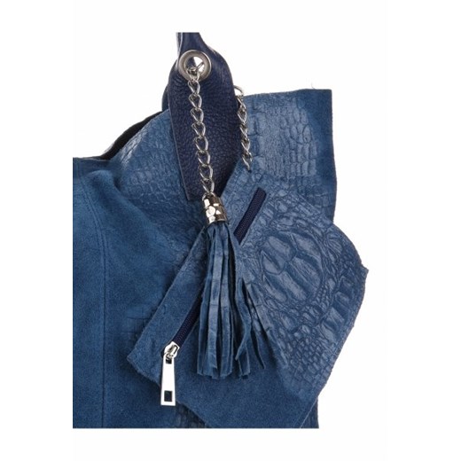 Torebki Skórzane VITTORIA GOTTI Made in Italy Shopper bag Aligator Niebieska (kolory)