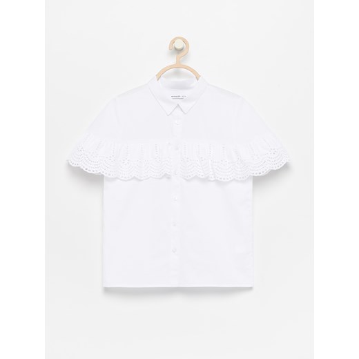 Reserved - Koszula z ażurową falbaną - Biały Reserved  164 