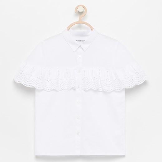 Reserved - Koszula z ażurową falbaną - Biały Reserved  134 