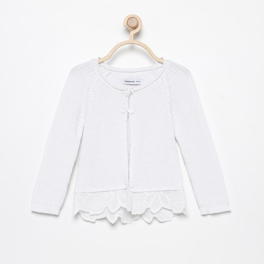 Reserved - Bawełniany sweter z koronką - Biały  Reserved 68 