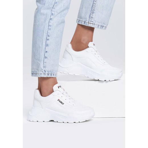Białe sneakersy damskie Renee ze skóry ekologicznej sznurowane na wiosnę 