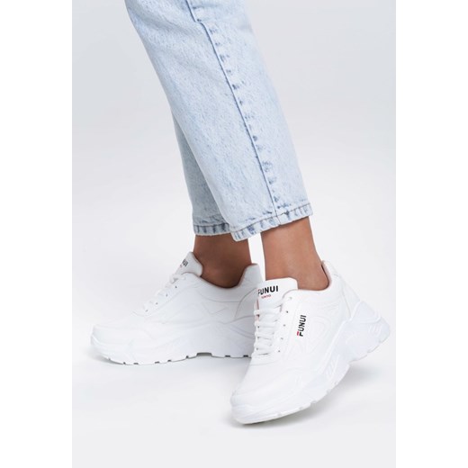 Sneakersy damskie białe Renee ze skóry ekologicznej sznurowane 