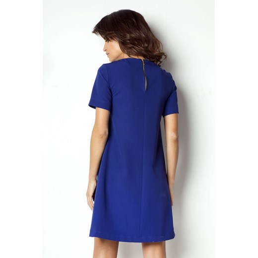 Sukienka Ivon gładka niebieska z elastanu 