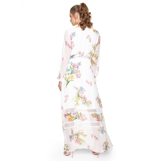 Sukienka L’af z długimi rękawami prosta w kwiaty z okrągłym dekoltem 