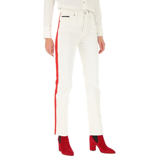 Jeansy damskie Calvin Klein białe z bawełny 