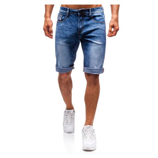 Krótkie spodenki jeansowe męskie niebieskie Denley 7807  Denley 32 promocyjna cena  