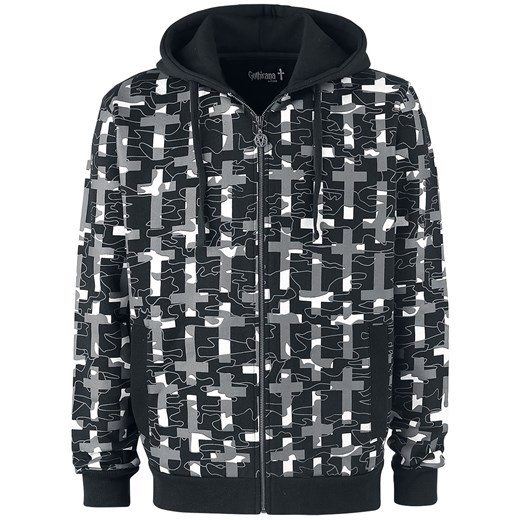 Czarna bluza męska Gothicana By Emp w abstrakcyjne wzory w stylu młodzieżowym 