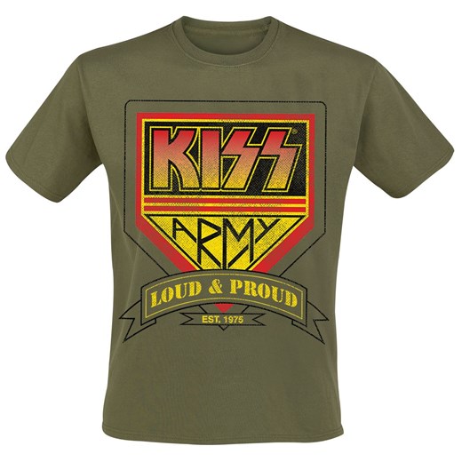 Kiss - Distressed Logo - Koszulki - oliwkowy  Kiss 3XL EMP
