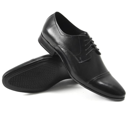 Eleganckie buty wizytowe z nakładanym noskiem Marco czarne